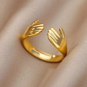 Unique Gold Plated Anti Tarnish Adjustable Hug Ring