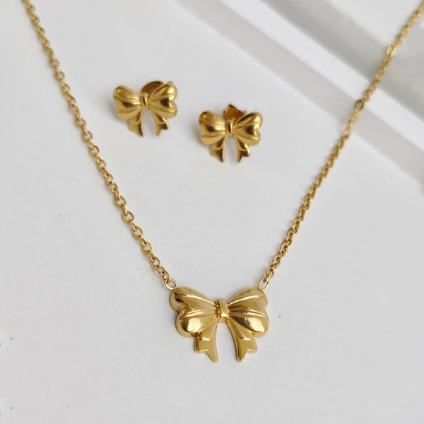 Gold Plated Anti Tarnish Bow Themed Jewellery