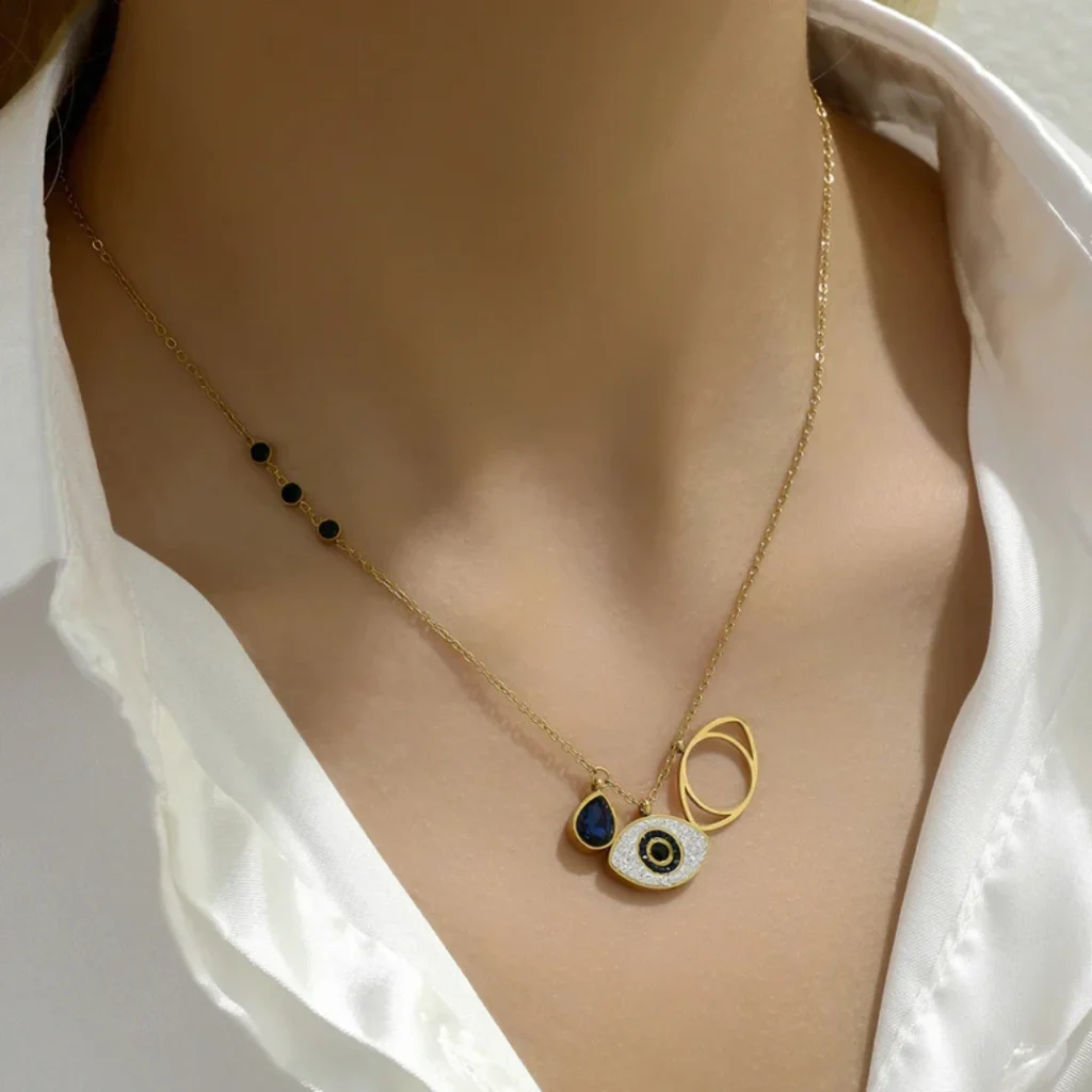 Anti Tarnish 18K Gold Plated Evil Eye Necklace