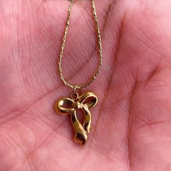 Gold Plated Anti Tarnish Infinity Bow Pendant