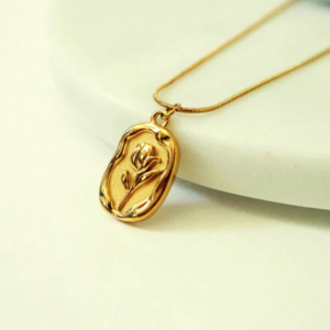 Gold Plated Anti Tarnish Rose Themed Pendant