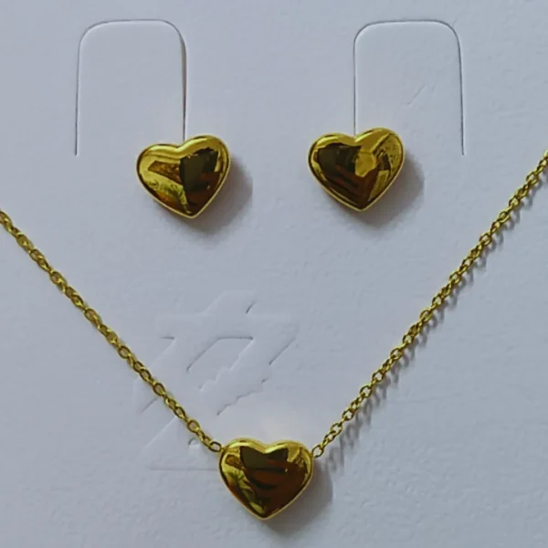 Gold-Plated Anti Tarnish Heart Themed Jewellery Set