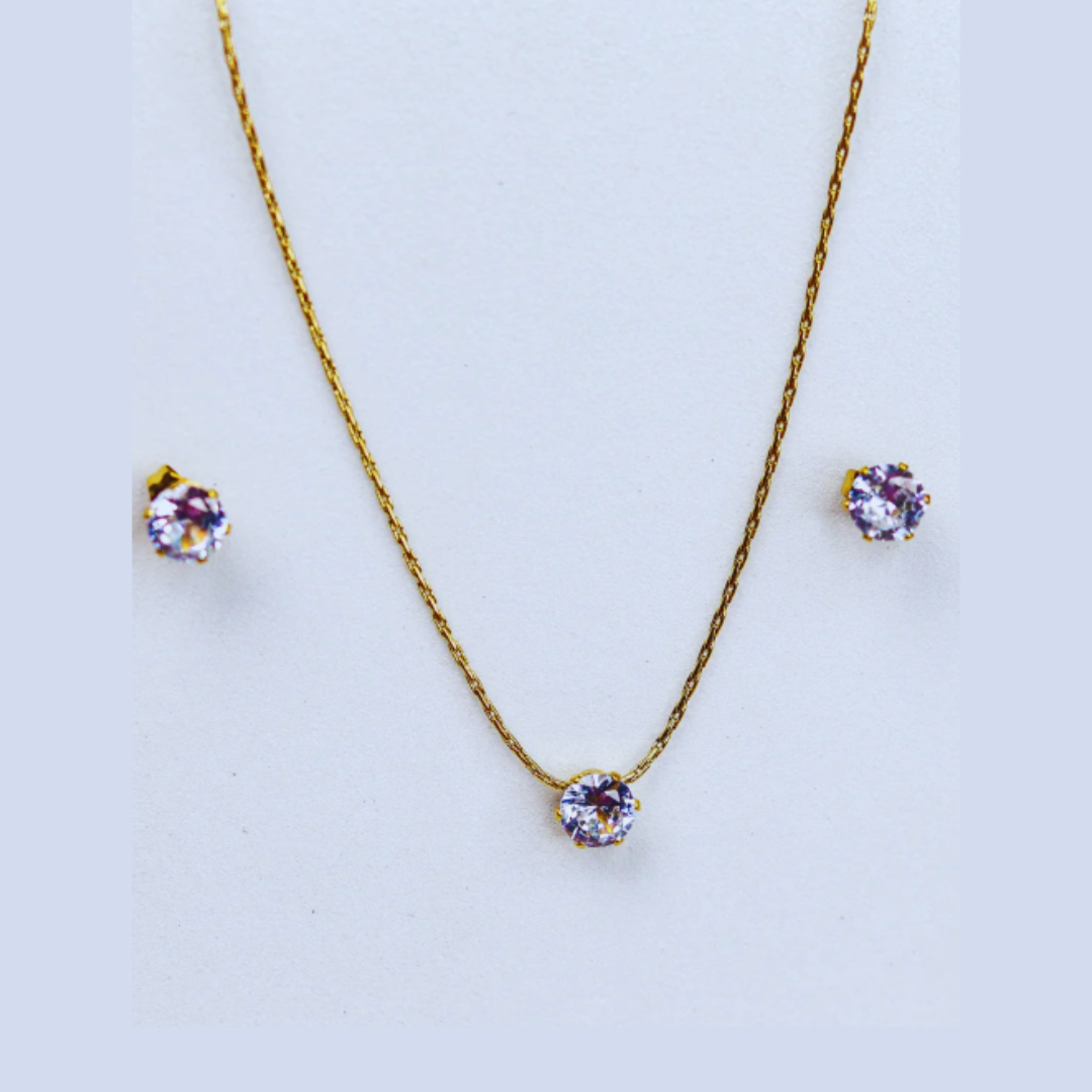Gold-Plated Anti Tarnish Solitaire Combo Set