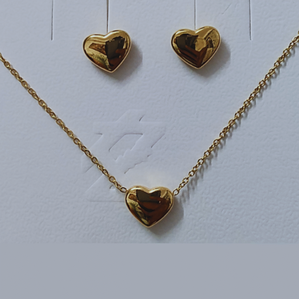 Gold-Plated Anti Tarnish Heart Themed Jewellery Set