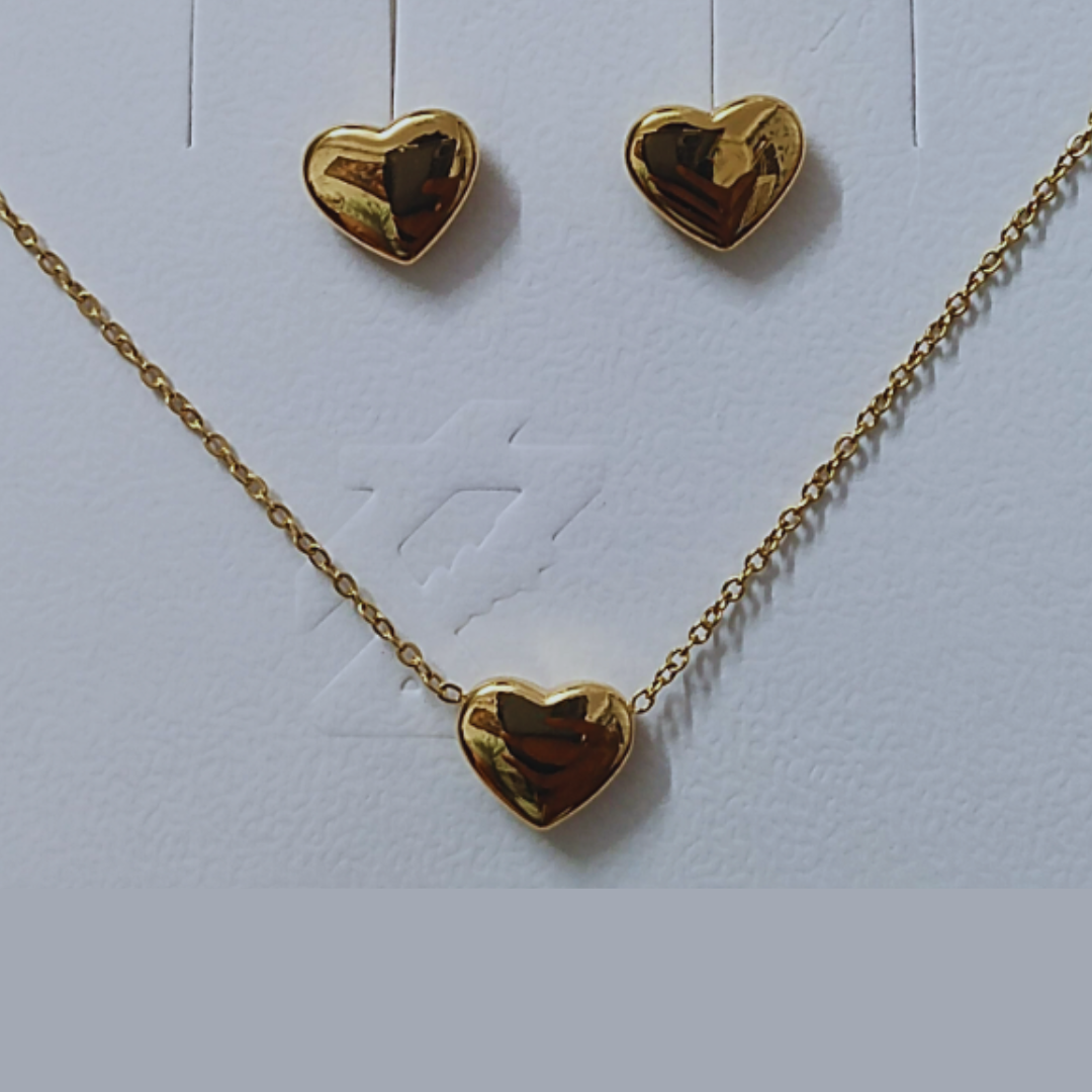 Gold-Plated Anti Tarnish Heart Themed Jewellery Set