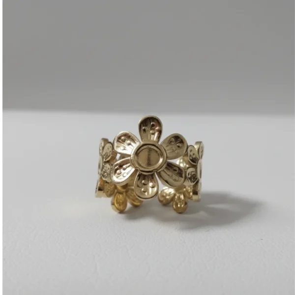 Gold Plated Anti Tarnish Stainless Steel Flower Ring - Image 2