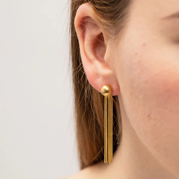 Gold Plated Anti Tarnish Stainless Steel Tassel Earrings