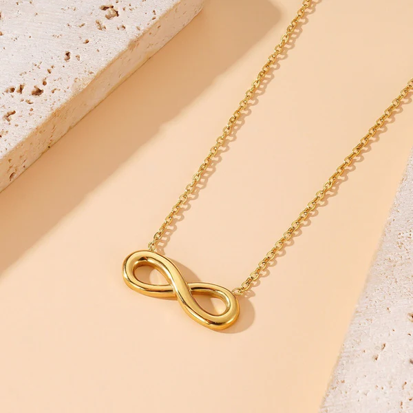Anti Tarnish 18K Gold Plated Infinity Themed Necklace