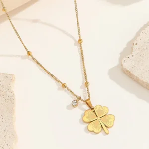 Gold Plated Stainless Steel Anti Tarnish Clover Themed Pendant