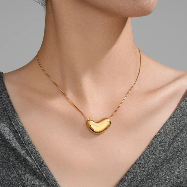 Gold Plated Stainless Steel Anti Tarnish Bean chain Pendant