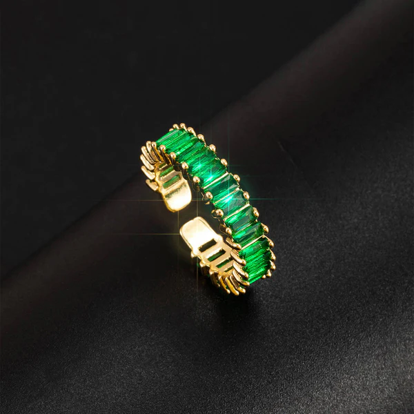 Gold Plated Anti Tarnish Stainless steel Green Stone Ring