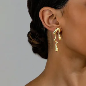 Gold Plated Anti Tarnish Stainless Steel Quirky Drop Earrings