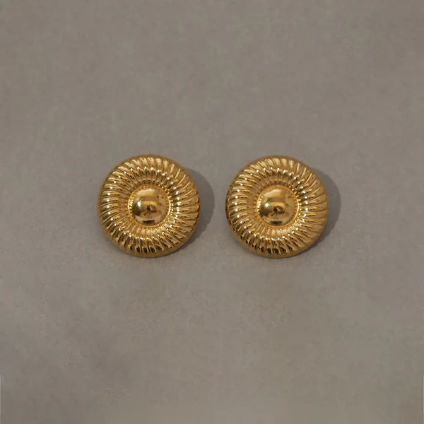 Gold Plated Anti Tarnish Stainless Steel Contemporary Stud Earrings - Image 7