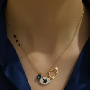 Trending Anti Tarnish 18K Gold Plated Evil Eye Necklace for Girls and Women
