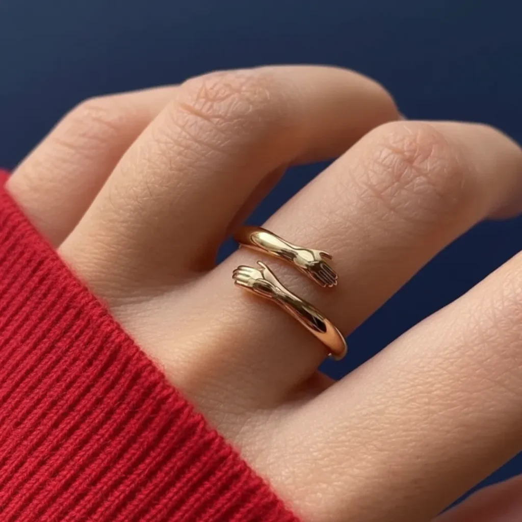 Gold Plated Hug Ring | Stainless Steel and Anti Tarnish Adjustable Hug Ring