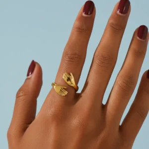 Gold Plated Hug Ring | Stainless Steel and Anti Tarnish Adjustable Hug Ring
