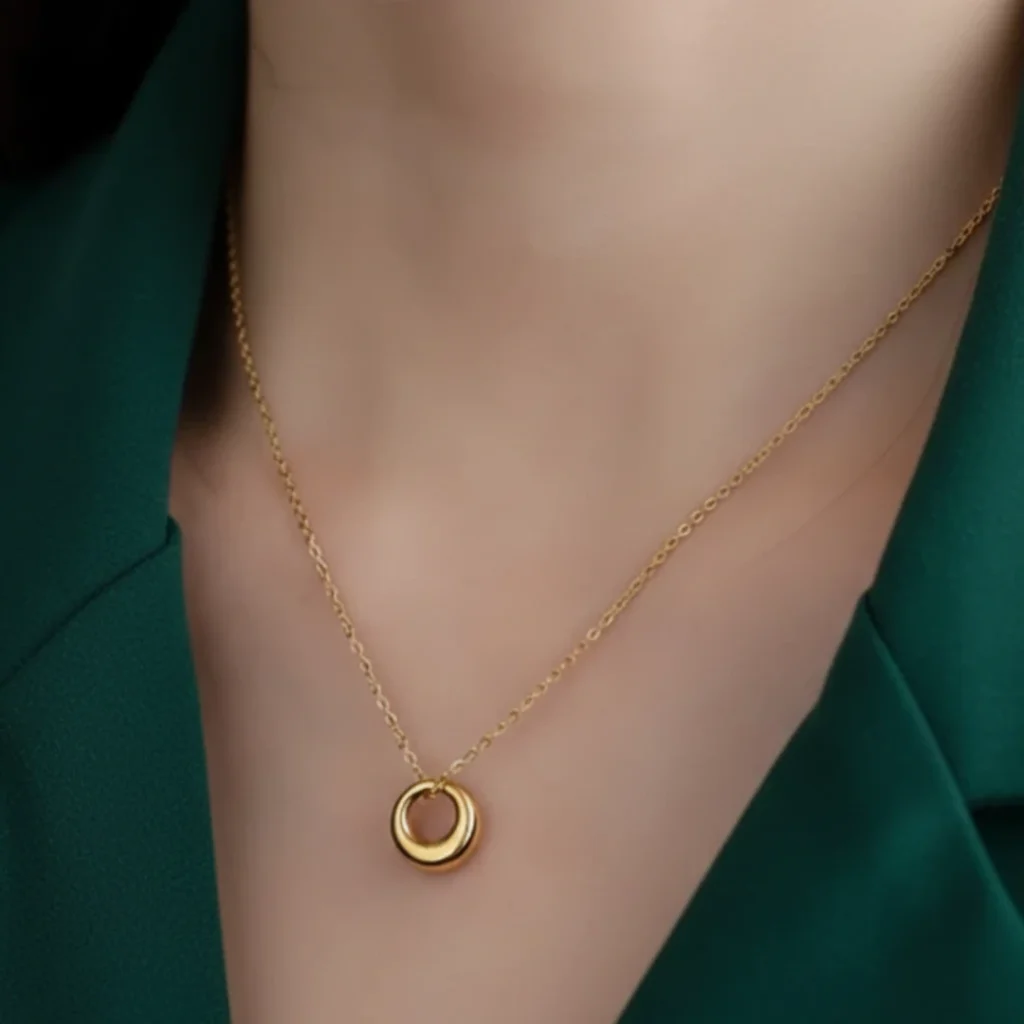 Gold Plated Minimalist Open Circle Pendant Necklace | Anti-Tarnish Stainless Steel Jewelry