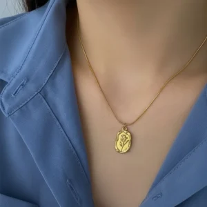 Anti Tarnish Gold Plated Rose Flower Chain Pendant for women and Girls