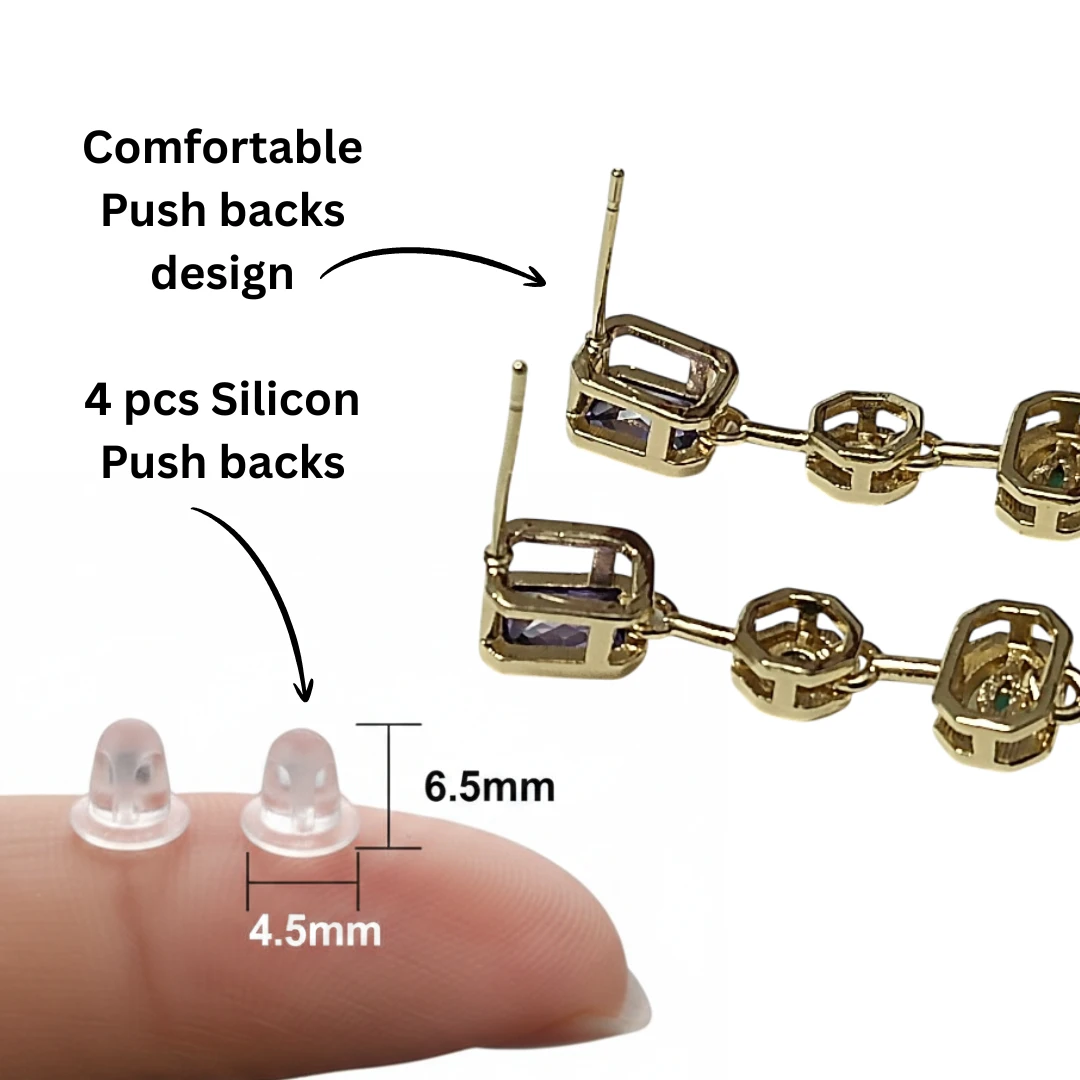 Anti Tarnish 18k Gold Plated Dangler Earrings for Women & Girls | Multi Color Rainbow Zircon Stones | Hypoallergenic Sparkly Drop Earrings for Festive, Party and Wedding Wear - Image 7