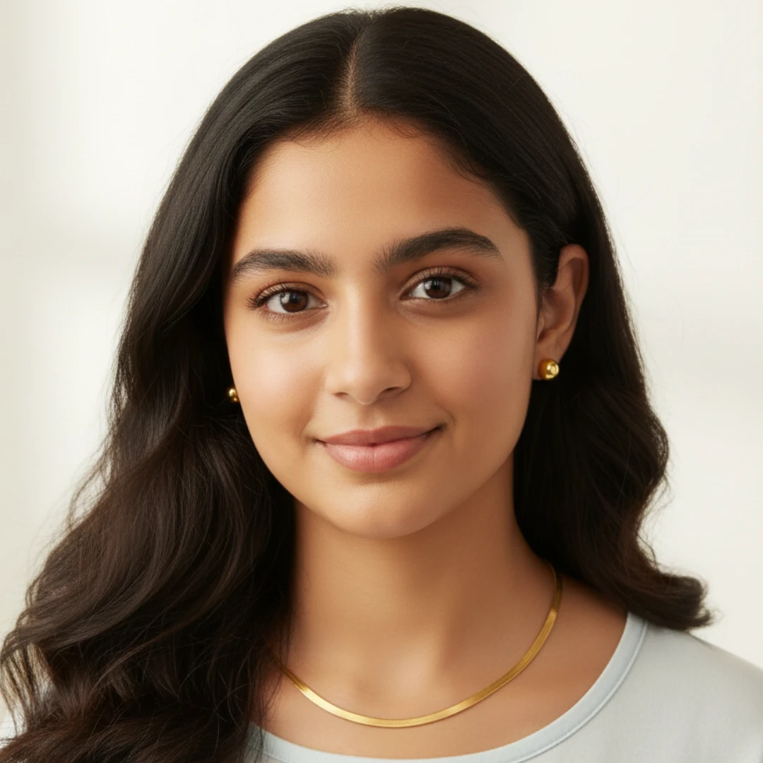 Anti-Tarnish Gold Plated Stainless Steel Flat Snake Chain and Half Round Stud Earrings Set - Image 3