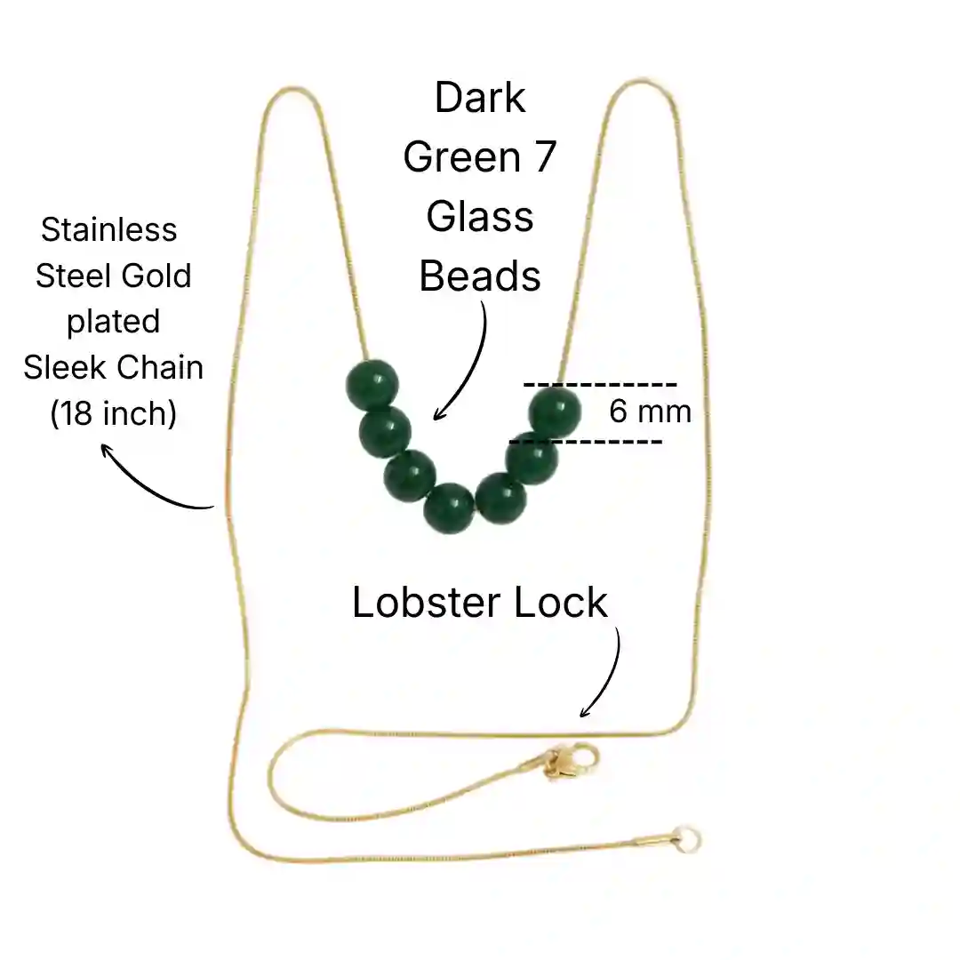 Dark Green Glass Crystal gemstone beads stainless Steel Chain Necklace - Image 8